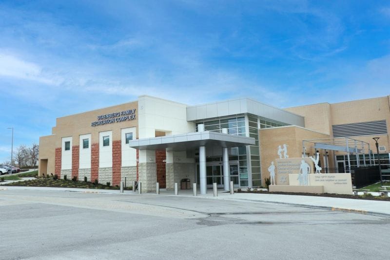 Fitness center entrance at a Kansas City badminton venue
